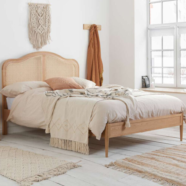 Leonie Super King Rattan Bed | Oak