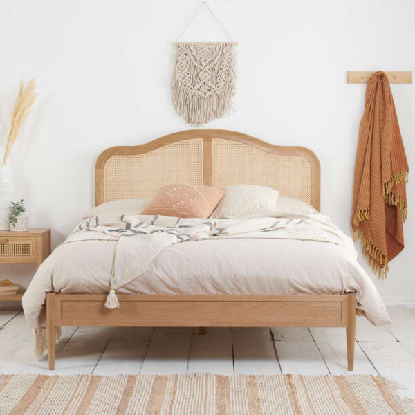 Leonie Super King Rattan Bed | Oak