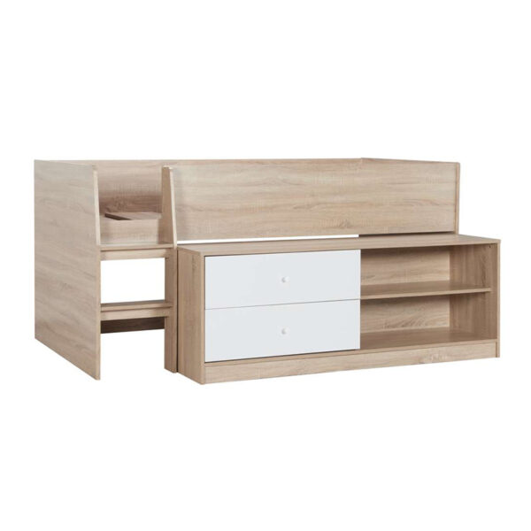 Leyton Cabin Bed | White & Oak Effect