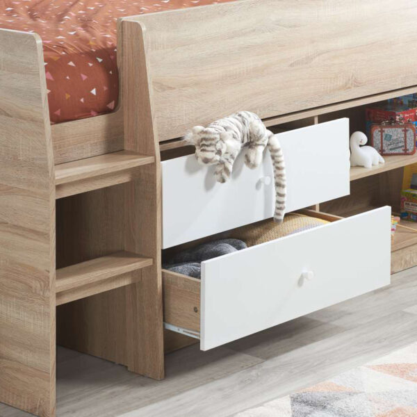 Leyton Cabin Bed | White & Oak Effect