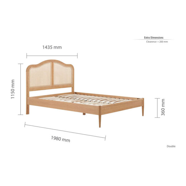 Leonie Double Rattan Bed | Oak