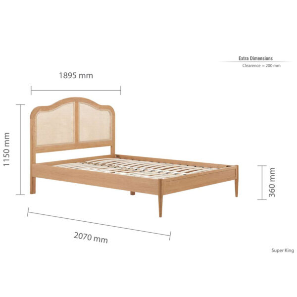 Leonie Super King Rattan Bed | Oak
