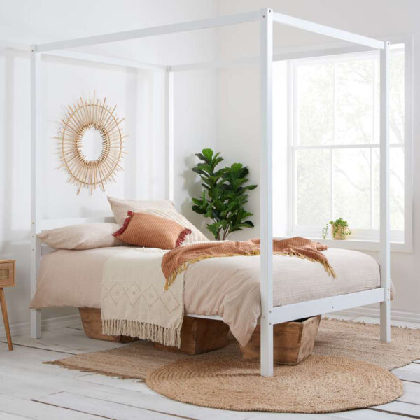 Mercia Four Poster King Bed | White