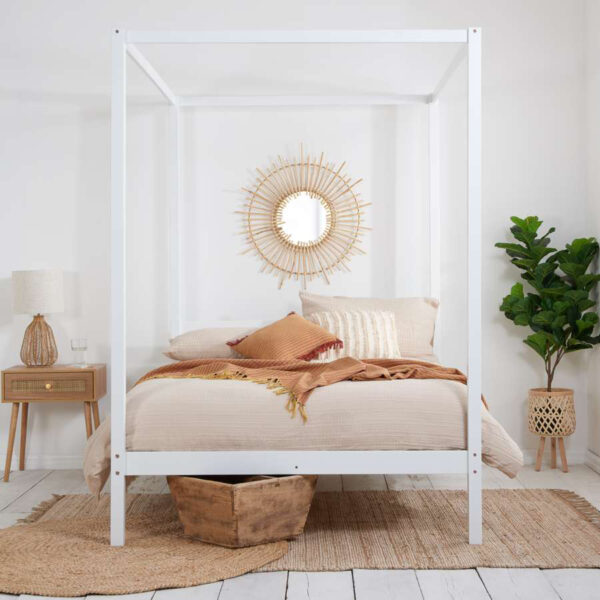 Mercia Four Poster King Bed | White