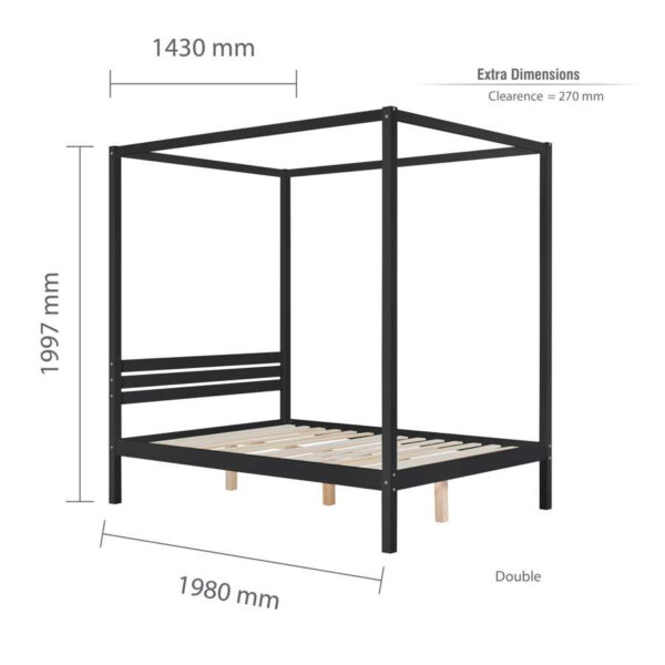 Mercia Four Poster Double Bed | Black