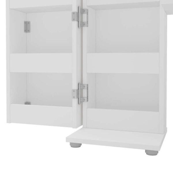 Olivia Corner Dressing Table With Storage | White