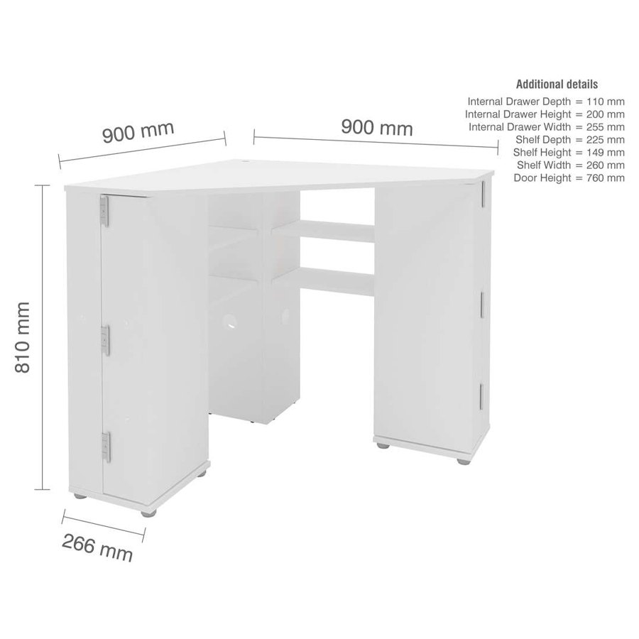Olivia Corner Dressing Table With Storage White Oak World