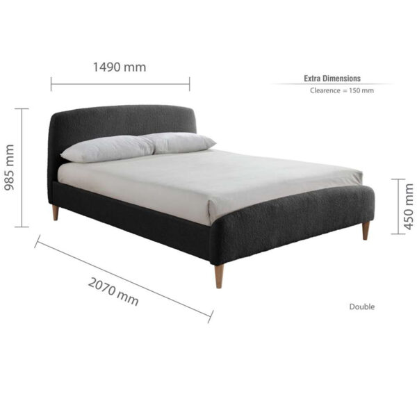 Otley Double Bed | Charcoal Grey