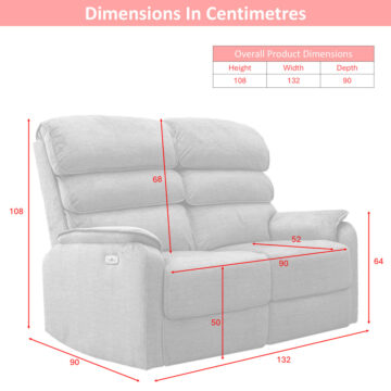 Savoy 2 Seater Electric Recliner |  Grey