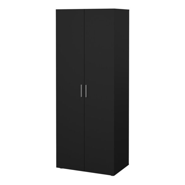 Rossi Wardrobe with 2 Doors | Black | Self Assembly