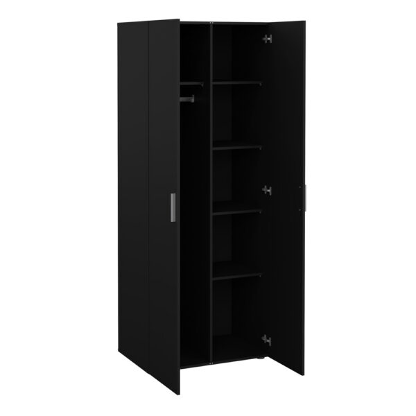 Rossi Wardrobe with 2 Doors | Black | Self Assembly