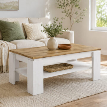 White Pelham Coffee Table | Larch Sibiu and Oak