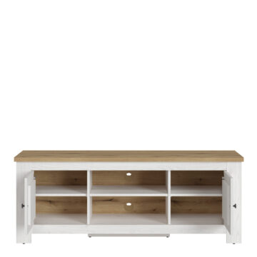 Pelham White 2 Door TV Unit 154cm | Larch Sibiu and Oak Finish