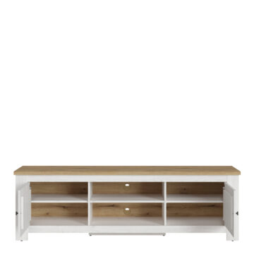 Pelham White 2 Door TV Unit 189cm | Larch Sibiu and Oak Finish