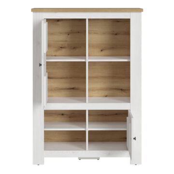 White Pelham 2 Door 4 Shelves Cabinet | Larch Sibiu and Oak