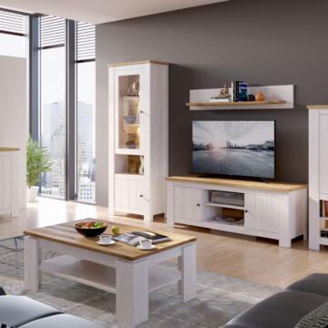 Pelham White Coffee Table | Larch Sibiu and Oak Finish
