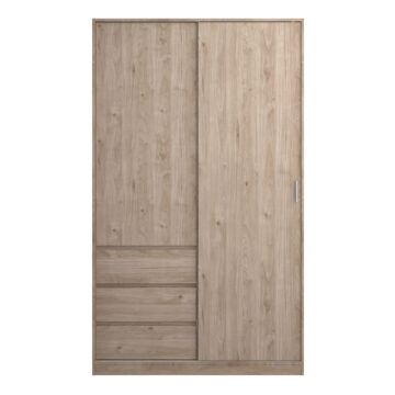 Moderno Sliding Door Wardrobe with Drawers | Oak Finish