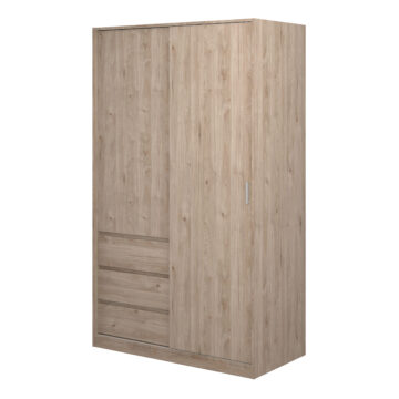 Moderno Sliding Door Wardrobe with Drawers | Oak Finish