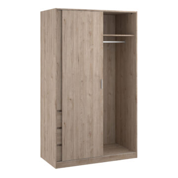 Moderno Sliding Door Wardrobe with Drawers | Oak Finish