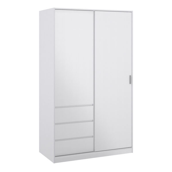 Moderno Wardrobe with 1 Sliding Door | White High Gloss | Self Assembly