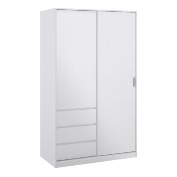 Moderno Wardrobe with 1 Sliding Door | White High Gloss | Self Assembly