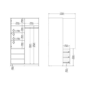 Moderno Wardrobe with 1 Sliding Door | White High Gloss