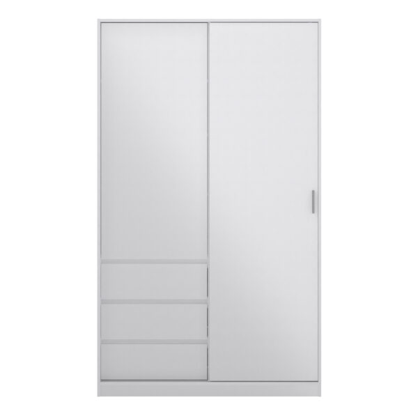 Moderno Wardrobe with 1 Sliding Door | White High Gloss | Self Assembly