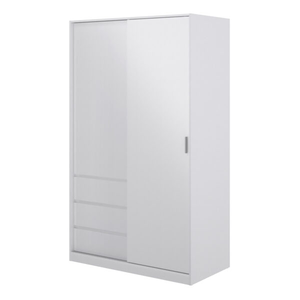 Moderno Wardrobe with 1 Sliding Door | White High Gloss | Self Assembly