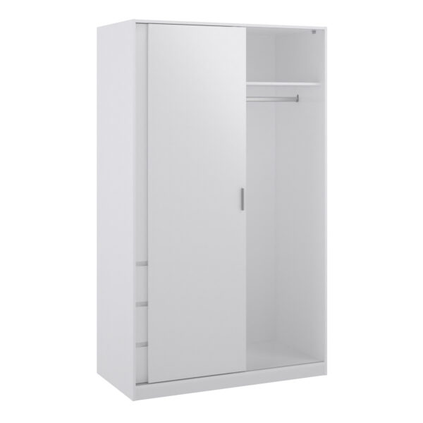 Moderno Wardrobe with 1 Sliding Door | White High Gloss | Self Assembly