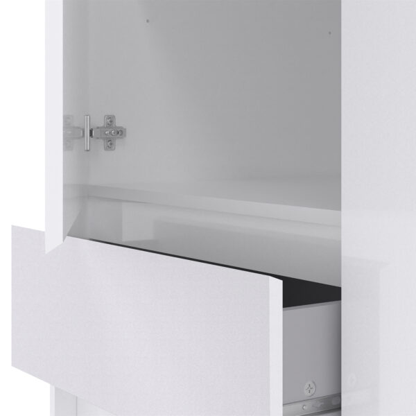 Moderno Wardrobe with 1 Sliding Door | White High Gloss | Self Assembly
