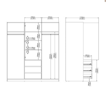 Moderno Sliding Door Wardrobe with Drawers | Hickory Oak Finish