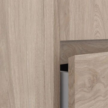 Moderno Sliding Door Wardrobe with Drawers | Hickory Oak Finish