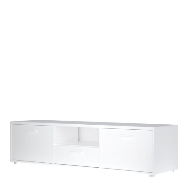 Media TV Unit with 2 Doors & 1 Drawer 147cm | White | Self Assembly