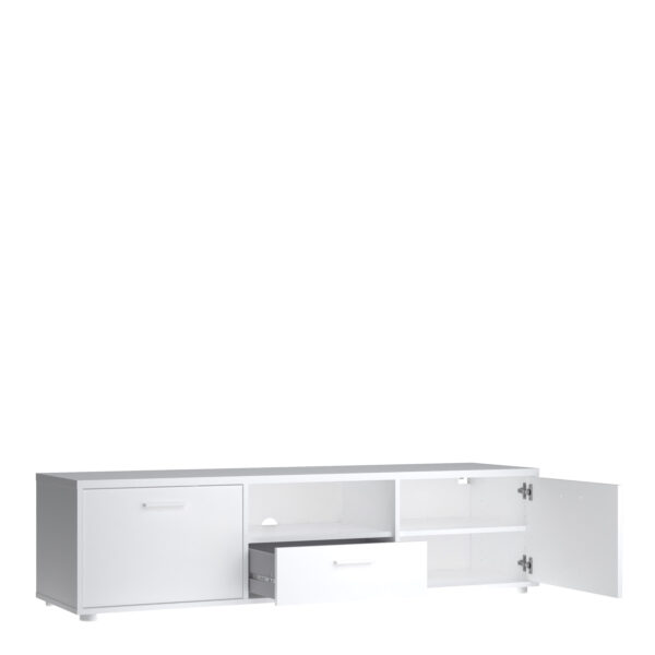 Media TV Unit with 2 Doors & 1 Drawer 147cm | White | Self Assembly