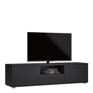 Media TV Unit with 2 Doors & 1 Drawer 147cm | Black