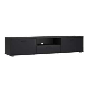 Media TV Unit with 2 Doors & 1 Drawer 177cm | Black | Self Assembly
