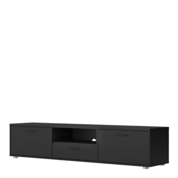 Black Media TV Unit 2 Doors & 1 Drawer 177cm