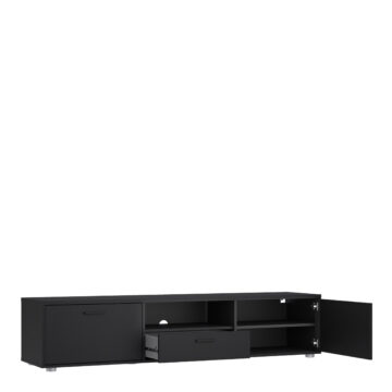 Black Media TV Unit 2 Doors & 1 Drawer 177cm