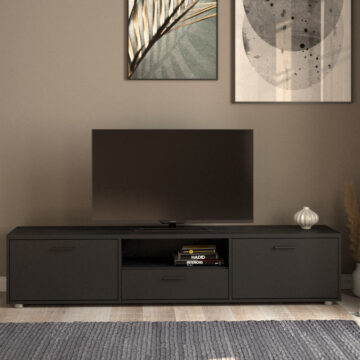 Media TV Unit with 2 Doors & 1 Drawer 177cm | Black
