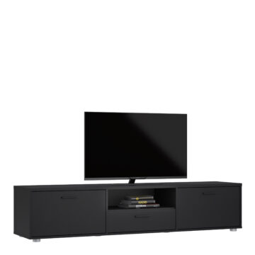 Black Media TV Unit 2 Doors & 1 Drawer 177cm