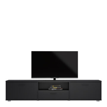 Black Media TV Unit 2 Doors & 1 Drawer 177cm