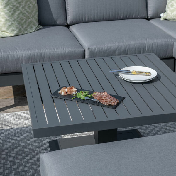 Maze Amalfi Small Corner Dining with Square Rising Table and Footstools | Grey