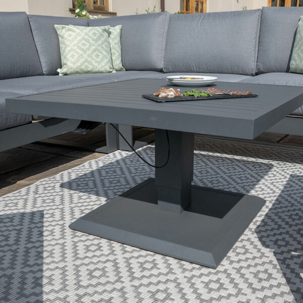 Maze Amalfi Small Corner Dining with Square Rising Table and Footstools | Grey