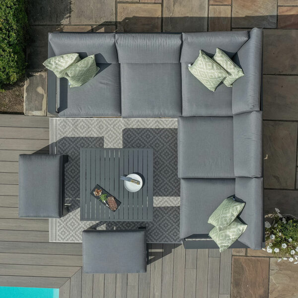 Maze Amalfi Small Corner Dining with Square Rising Table and Footstools | Grey