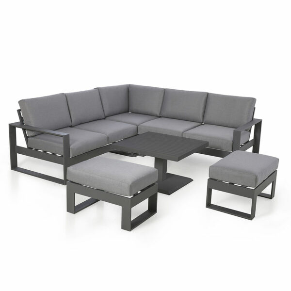Maze Amalfi Small Corner Dining with Square Rising Table and Footstools | Grey