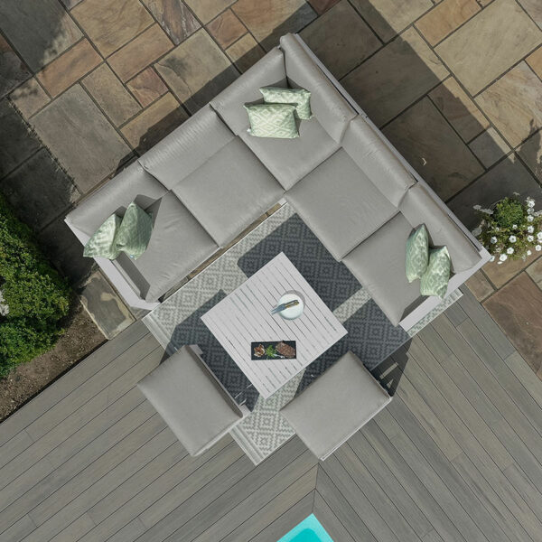 Maze Amalfi Small Corner Dining with Square Rising Table and Footstools | White