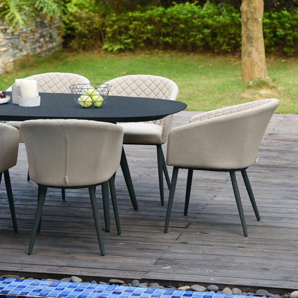 Maze Ambition 8 Seat Oval Dining Set | Oatmeal