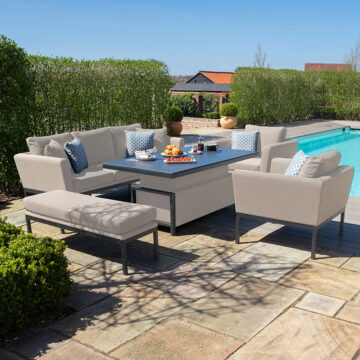 Maze Pulse 3 Seat Sofa Set with Rising Table | Oatmeal