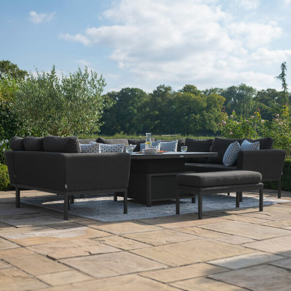 Maze Pulse U Shape Corner Dining Set with Rising Table | Charcoal Grey