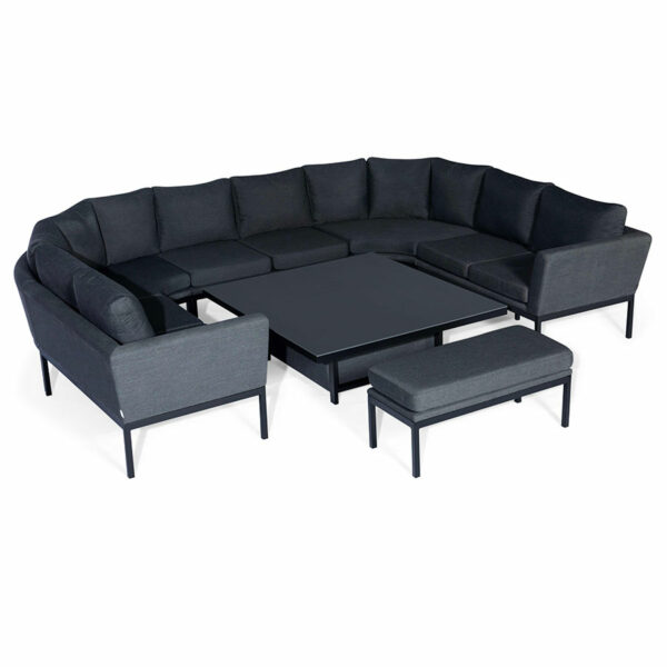 Maze Pulse U Shape Corner Dining Set with Rising Table | Charcoal Grey